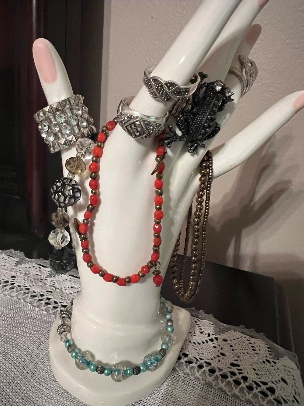 Red Beaded Women’s Necklace - Classic Red Strand